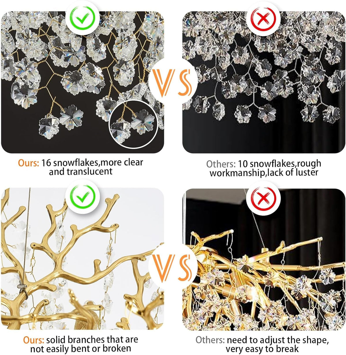 23Inch Gold Crystal Bead Chandelier 8Light Ceiling Fixture