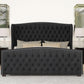 Queen Size Platform Bed Frame With Nailhead Trim Deluxe