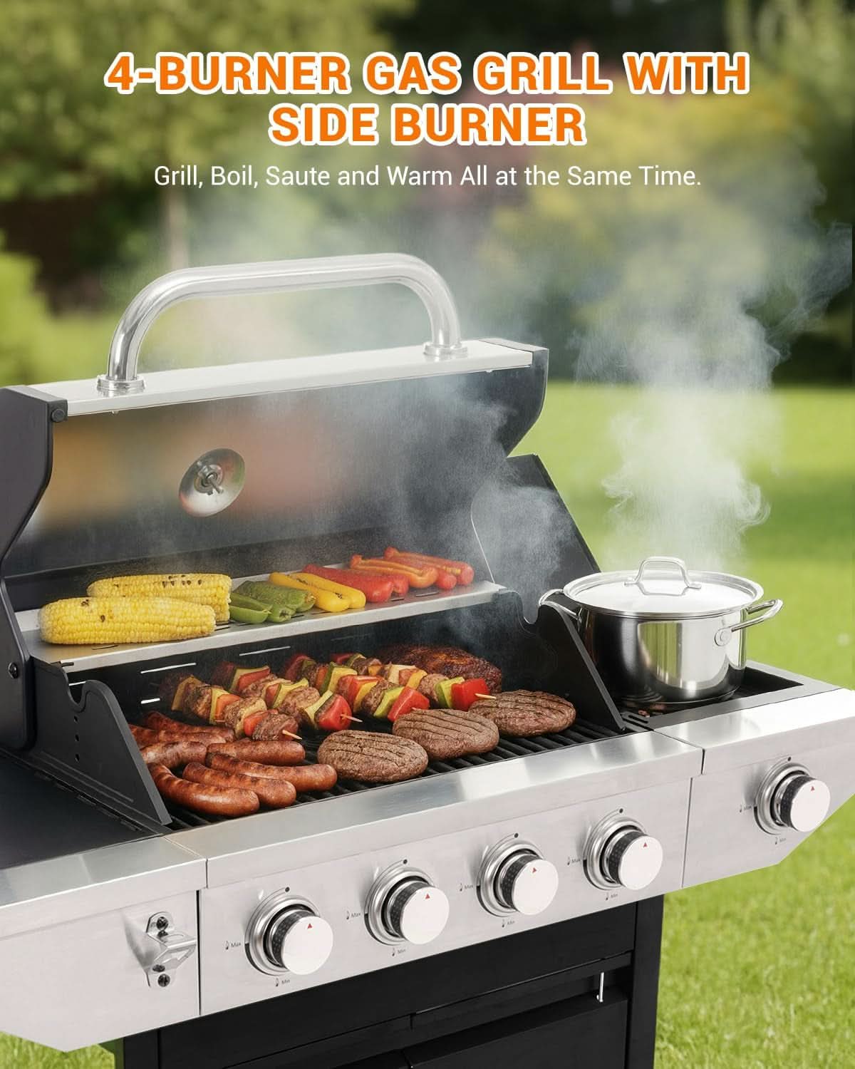 Four Burner Propane Grill Professional Stainless Steel