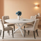 47.24in Circular Dining Table White Marble Pedestal