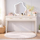 Cream White Vanity Desk Featuring Contemporary Drawers
