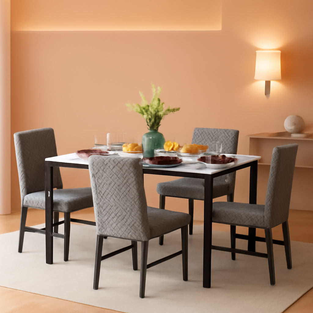 Slate Grey Marble Table top Five Piece Dining Set Premium