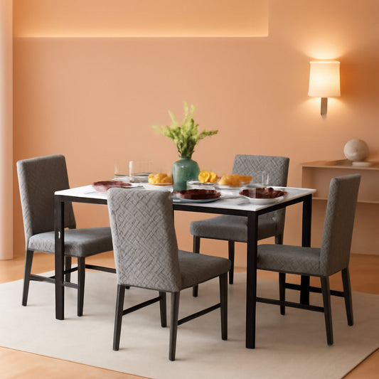 Slate Grey Marble Table top Five Piece Dining Set Premium