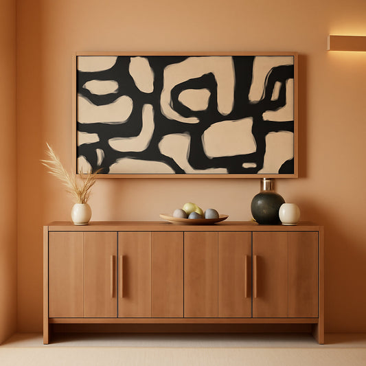 Beige Modernist Framed Abstract Wall Art 30X60Inch