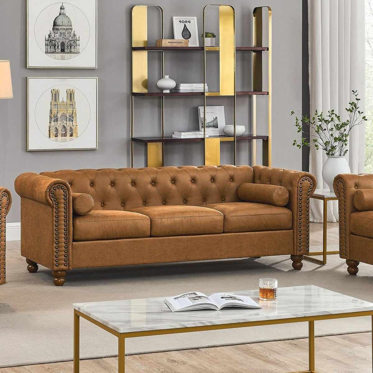 Two Piece Air Leather Sofa Set For Living Room Home Decor-2