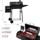 Black PorcelainEnamelCoated Barrel Charcoal Grill Offset Smoker