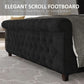 Queen Velvety Platform Bed Frame Black Upholstered