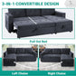Gray Microfiber L Shape Sleeper Sofa With USB Ports Storage