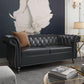 Two Piece Chesterfield Leather Living Room Set With Black Leather Loveseat And Chair-3