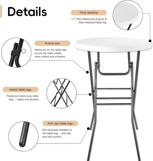 28In Ultra Portable Folding Bar Height Cocktail Table
