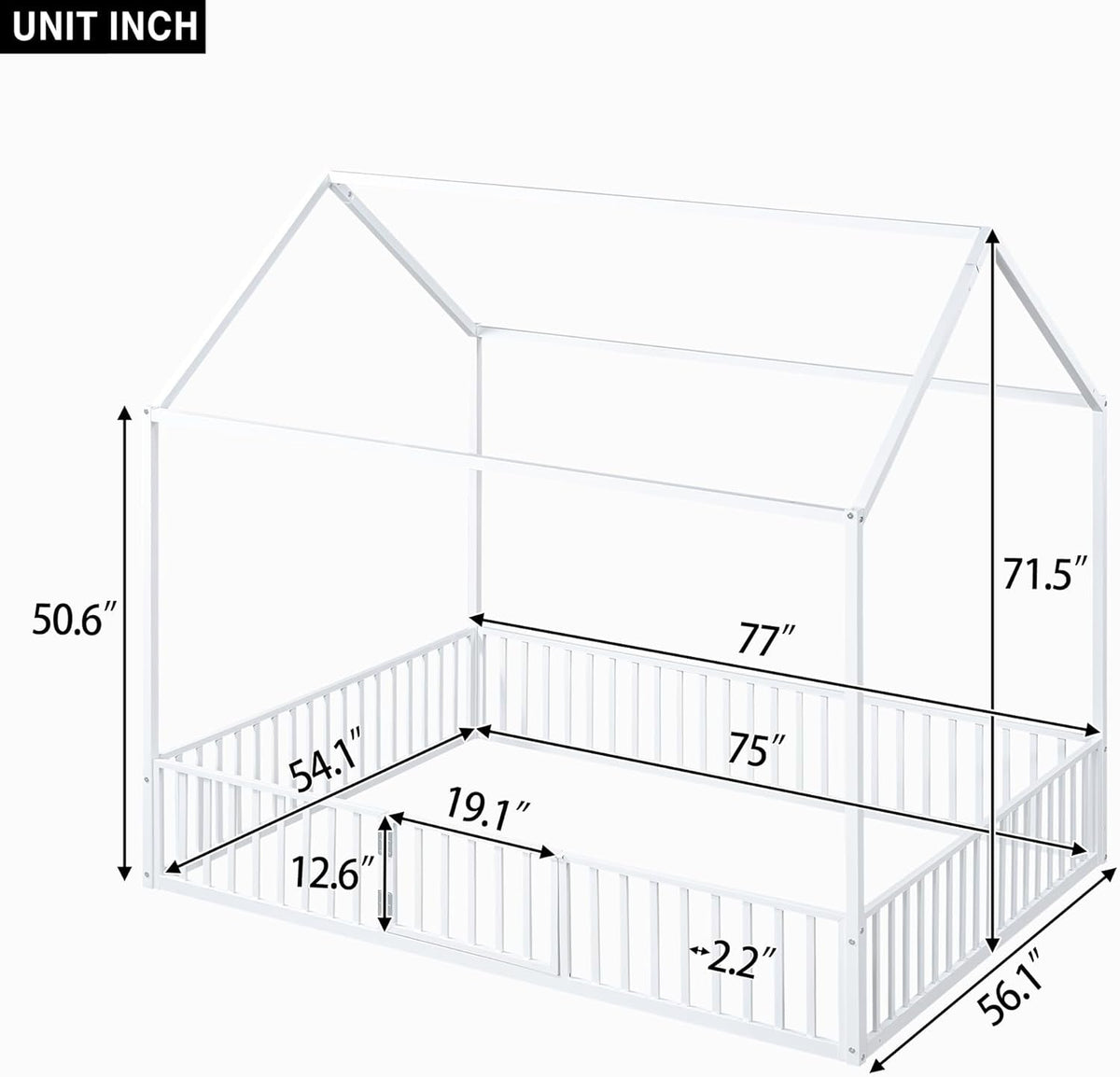 Premium Powder Coated Metal Montessori Floor Bed White