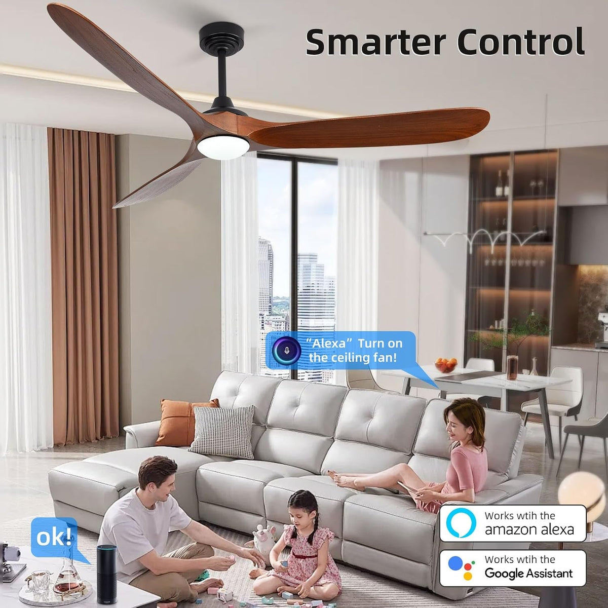 72-inch Walnut Outdoor Ceiling Fan With Lights