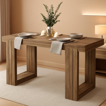Solid Wood Farmhouse Dining Table Rectangular Brown