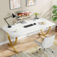Executive Desk 63W X 31.5D White And Gold Computer Desk
