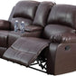 Brown Bonded Leather Manual Reclining Living Room Sofa Set