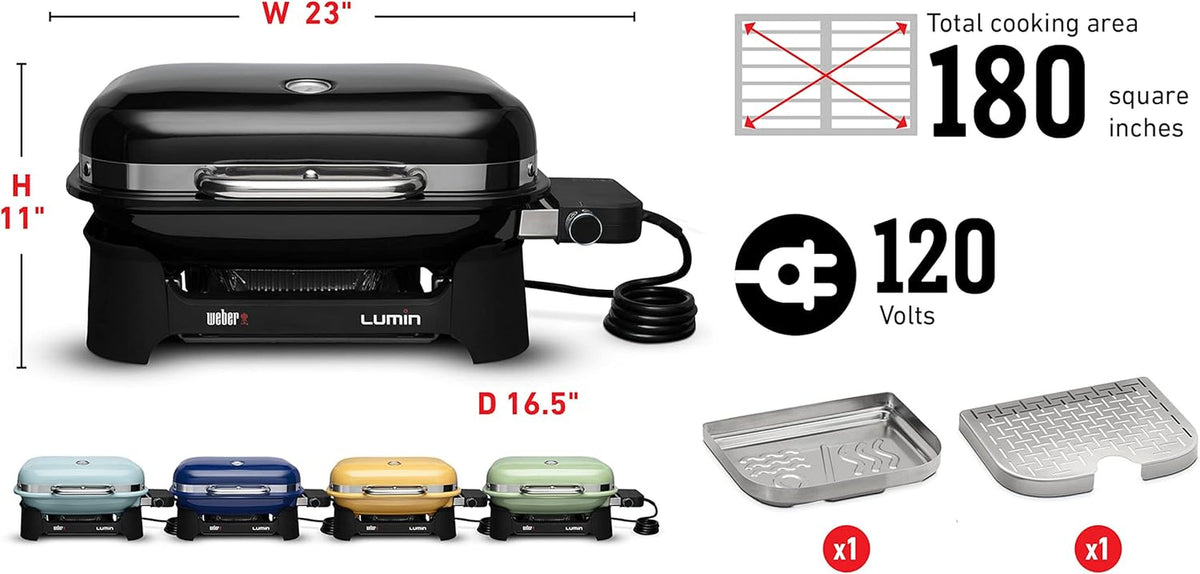 Weber Lumin Ultracompact Electric Outdoor Grill Black