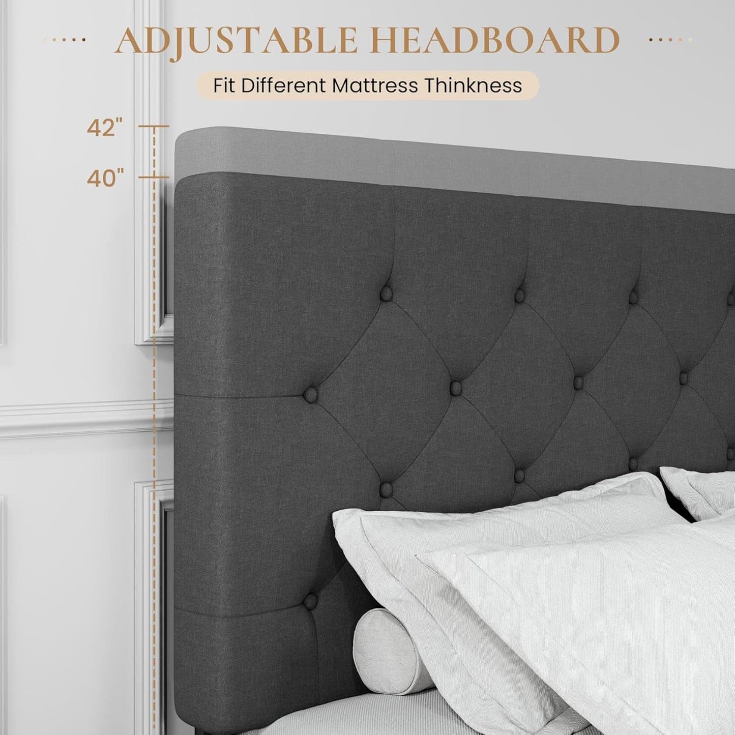 Upholstered Queen Platform Bed With Storage Drawers