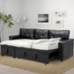 Sleeper Sectional Sofa Black Leather With Convertible Bed