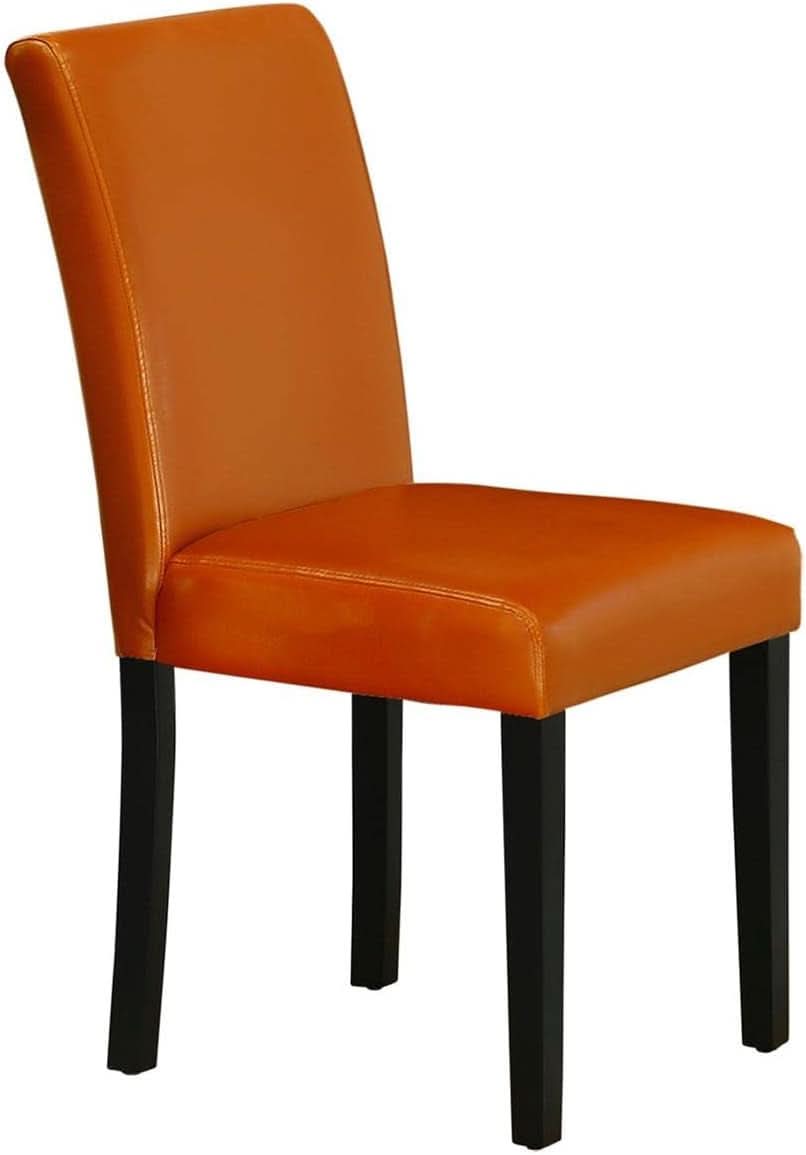 Parson Dining Chairs Black Faux Leather Upholstered Set Of 2