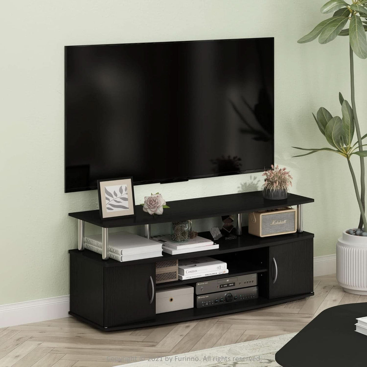 JAYA Entertainment Stand For 55 Inch TV Americano Chrome