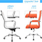Orange Ribbed Leather Office Desk Chair Adjustable Height