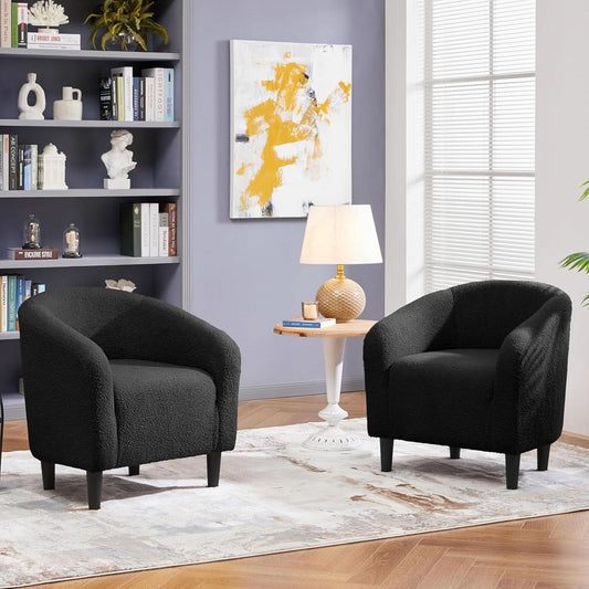 Black Boucle Armchair Club Chair Cushioned Comfort