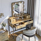 Brown Vanity Table With Illumination Mirror Lights