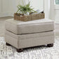 Rectangular Upholstered Ottoman Light Brown Bun Legs