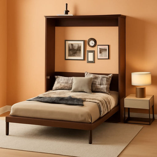 Queen Murphy Wall Bed Walnut Finish CabinetrySystem Unit