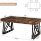 Industrial Style Brown Farmhouse Dining Table Metal Legs