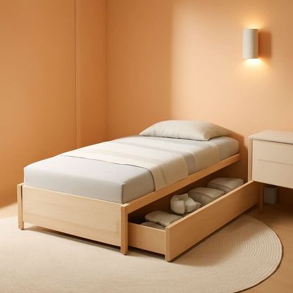 Twin Platform Bed Frame Featuring Integrated Drawers