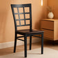 Black Window Back Metal Dining Chair With Walnut Wood Seat