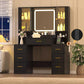 Black Makeup Vanity Tabletop With Illuminated Mirror