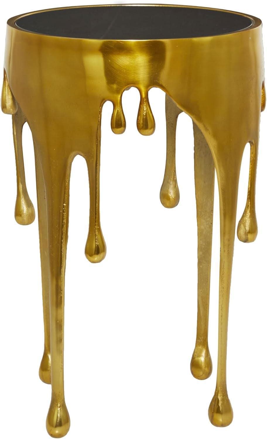 Gold Anodized Aluminum Tempered Glass Table 16x16x25