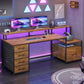 66 Inch Home Office Desk Rustic Brown Durable Construction