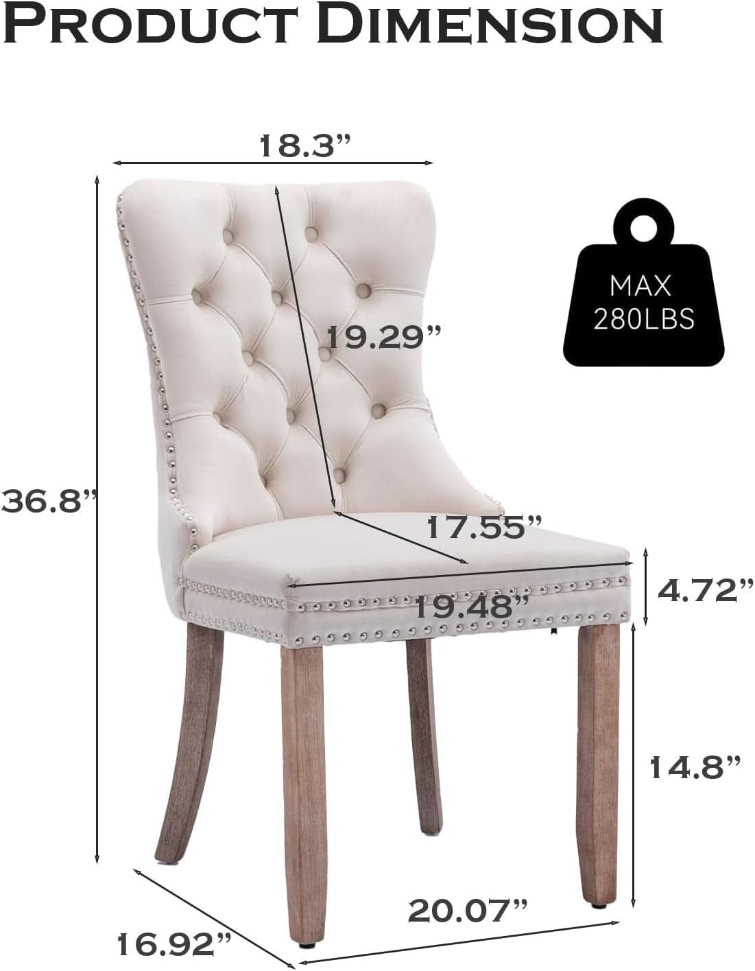 Velvet Dining Chairs Beige Nailhead Trim Set Of Four
