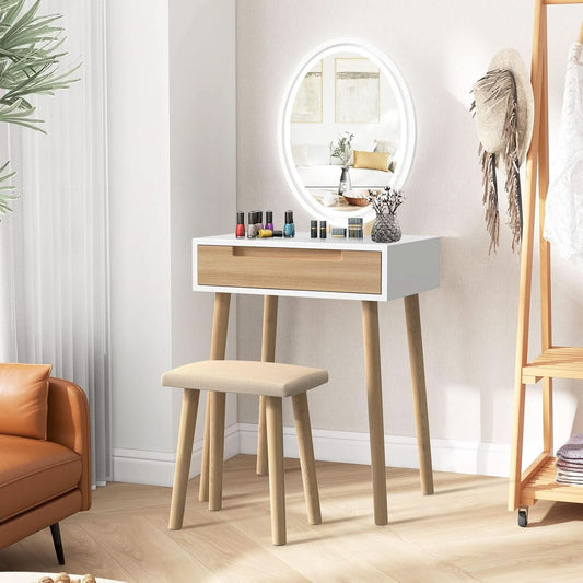 Makeup Vanity Table Compact With Illuminated Mirror