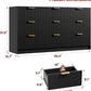 Multifunctional 59 Inches Wide Black Fluted Dresser