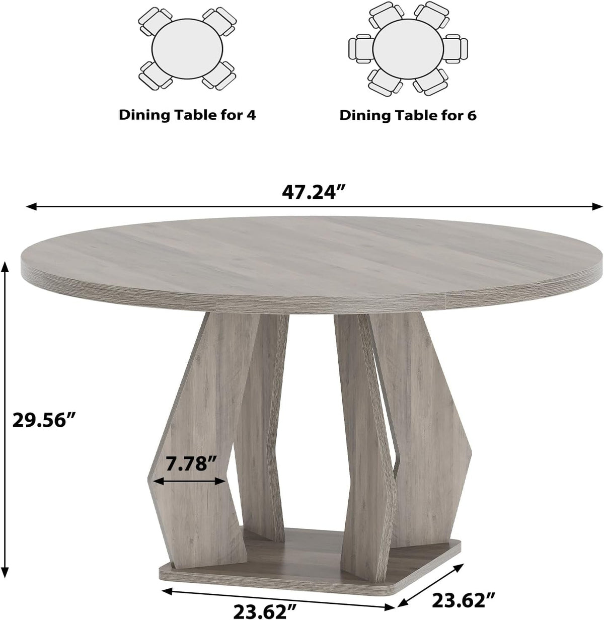 Contemporary Farmhouse Round Dining Table 47 Inches