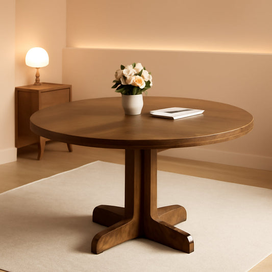 Round Dining Table Forty Seven Inch Dark Walnut Finish