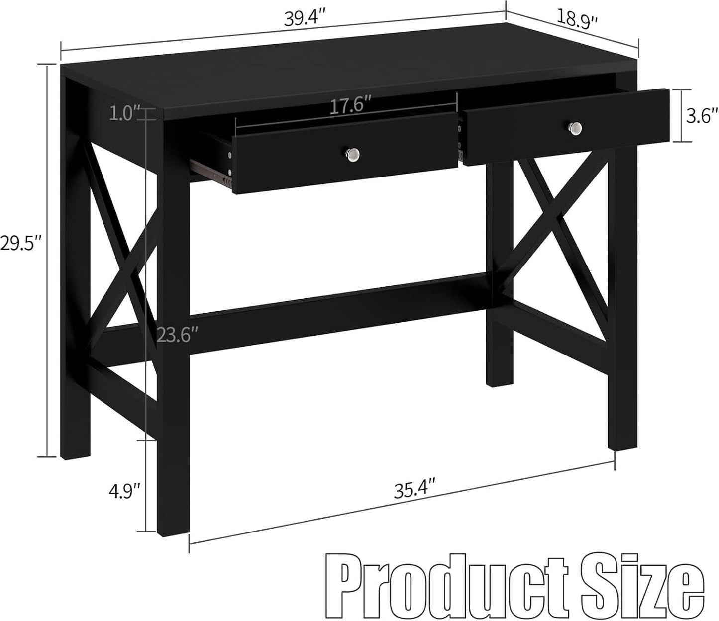 Black Home Office Desk With Drawers And Vanity Table