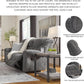 Gray Manual Reclining Sofa Stain Resistant Upholstery