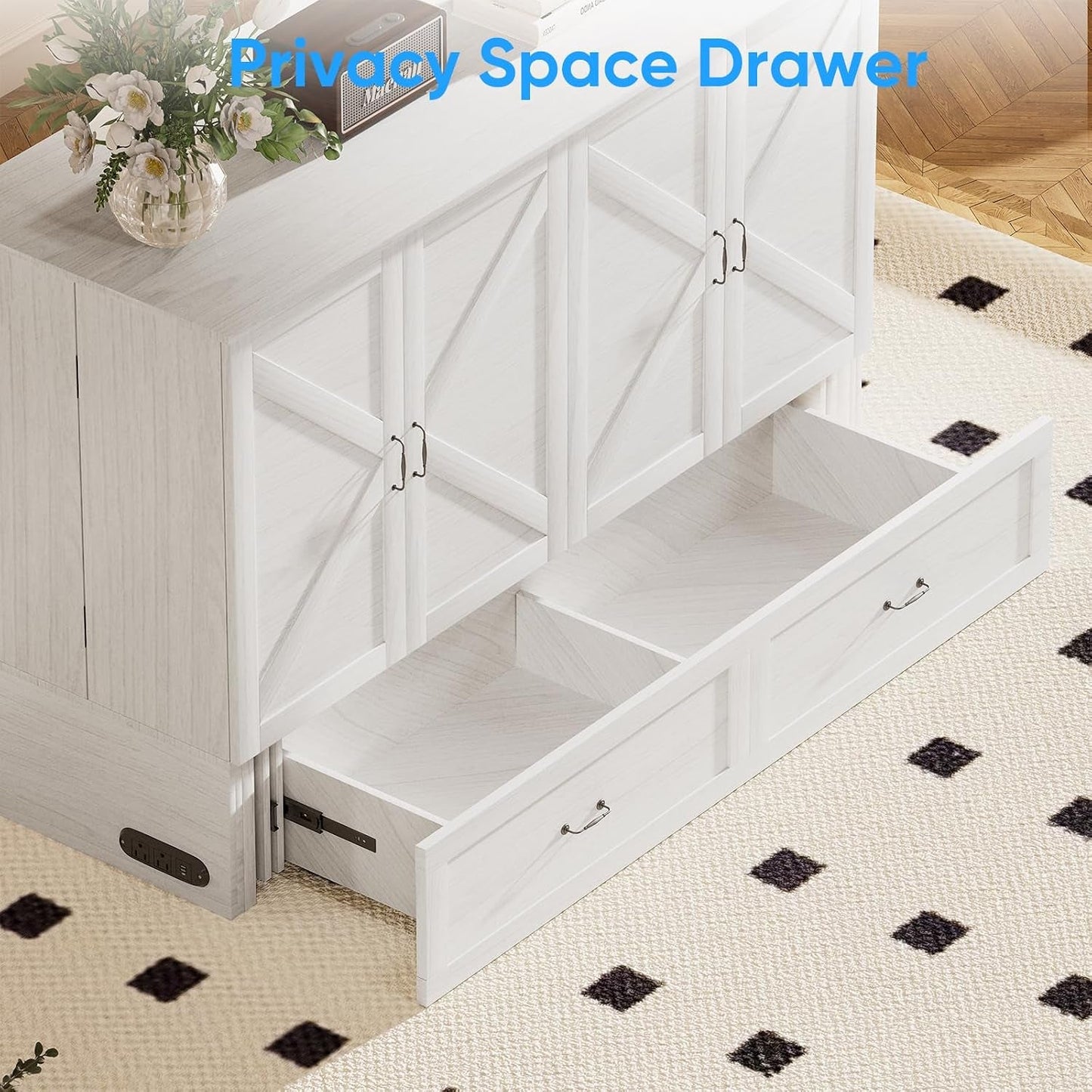 Queen Murphy Bed Cabinet With Integrated USBCharge-3
