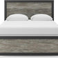 Queen Bed Frame With Headboard TwoTone Warm Gray Matte Black