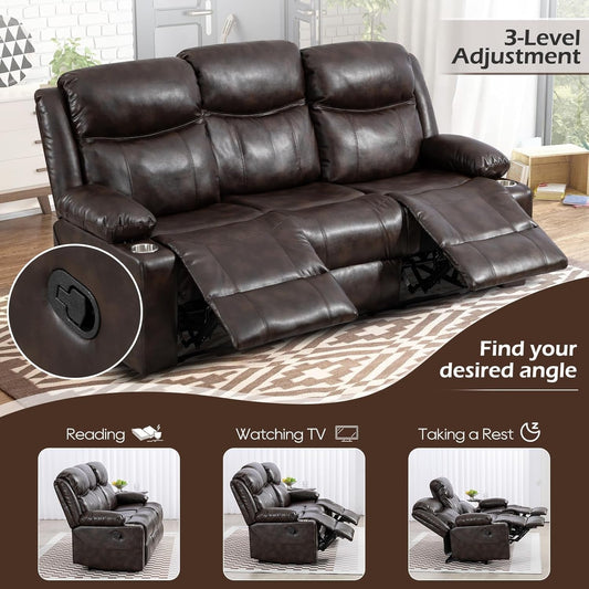 Chestnut Premium Recliner Sofa With Massage Deluxe