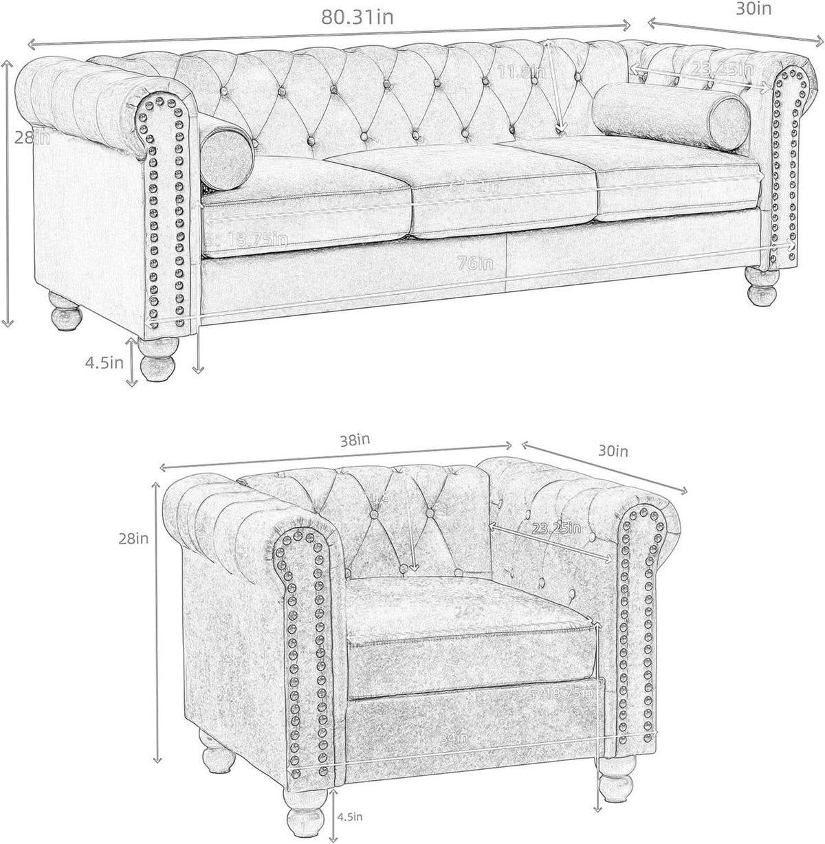 Two Piece Air Leather Sofa Set For Living Room Home Decor-1