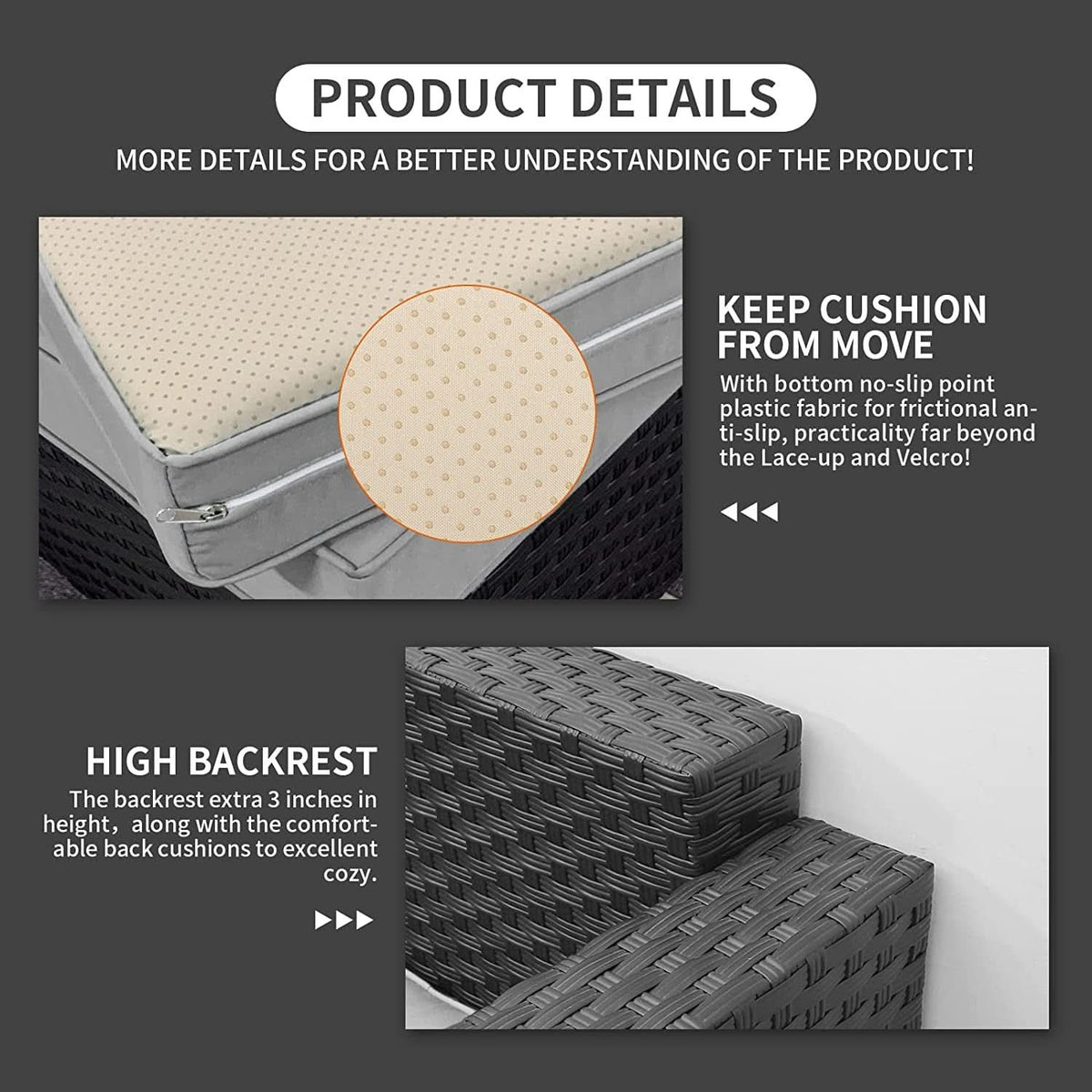 Six Piece Outdoor Wicker Furniture Set With Grey Cushions-3