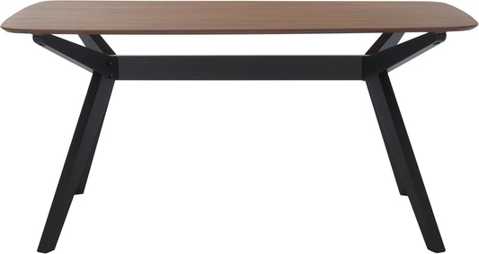 Contemporary Walnut Black Rectangle Wood Dining Table