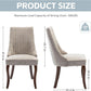 Beige Upholstered Dining Chairs 2 Pack Curved Wood Legs