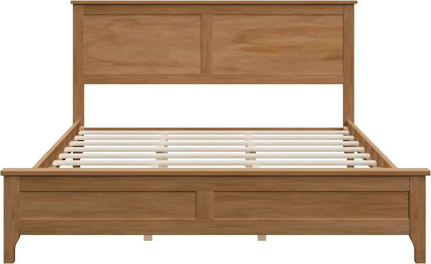 Natural Pinewood Queen Platform Bed Headboard Included